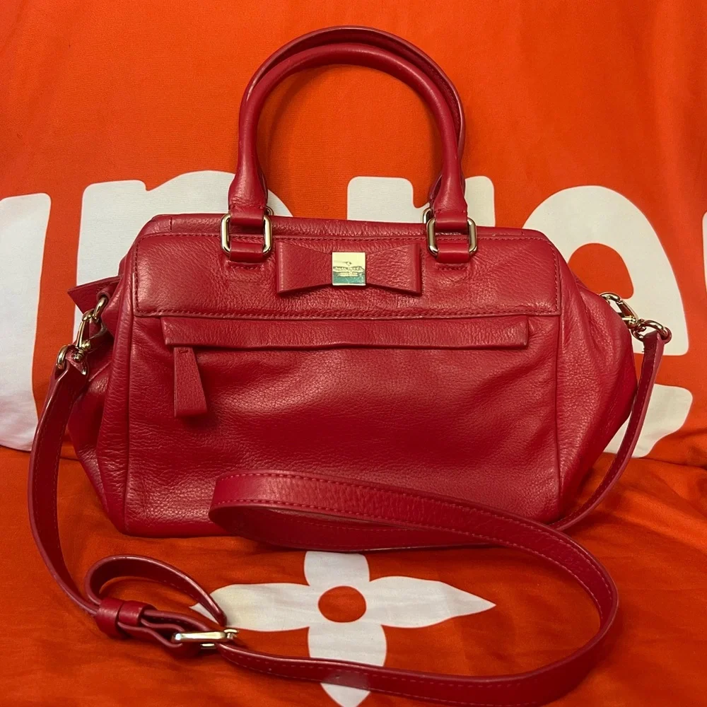 Pre-loved Kate Spade Pink Rectangle Leather Bag with Bow - Picture 1 of 14